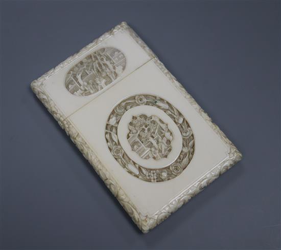 A Chinese ivory card case, L 11.5cm